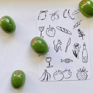 8pc Olive Fridge Magnet Set – Handmade – Green
